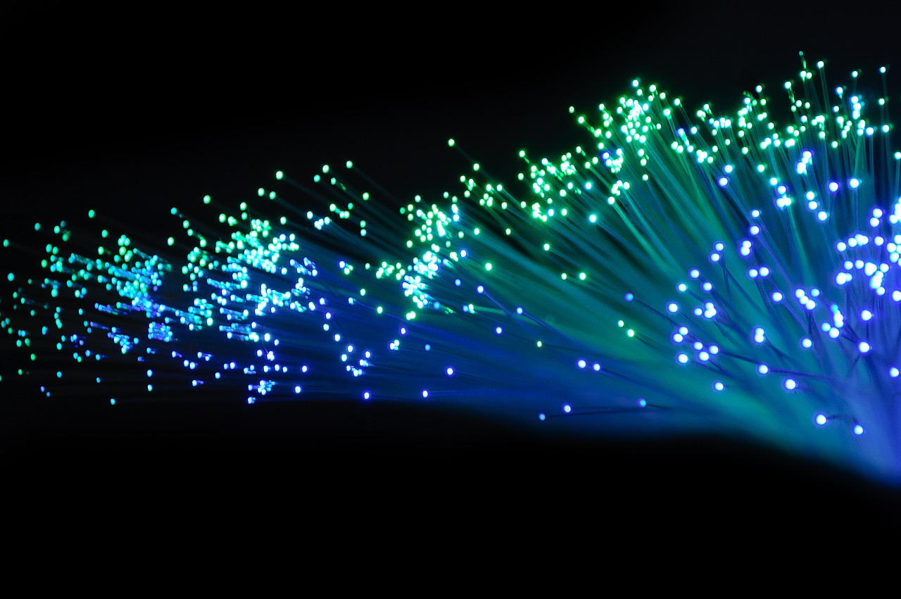 optical fiber, light, blue